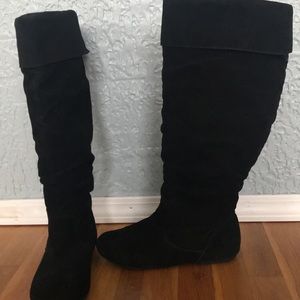 Black wide calf boots